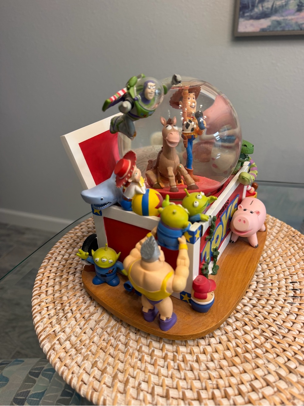 Vintage 1995 Disney Pixar Toy Story Musical Snow Globe Music Box Woody Buzz - Picture 5 of 13